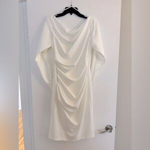 Betsy and Adam NWT Asymmetric Neck White Evening Dress size 10